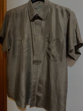 Camicia uomo seta kaki militare
