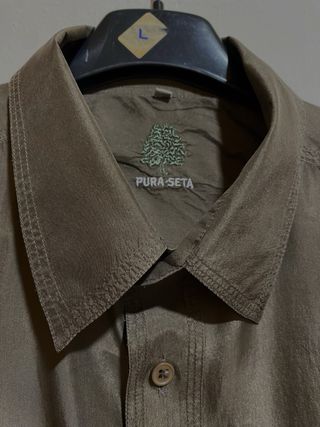 Camicia uomo seta kaki militare