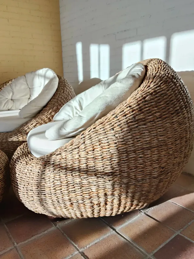 Conjunto ratán natural 2 sillones y mesa