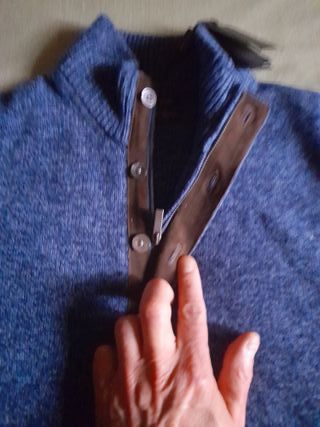 Massimo Dutti Jersey Azul Cuello Caja