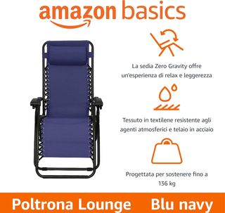 Sedia Sdraio Zero Gravity Amazon Basics Blu