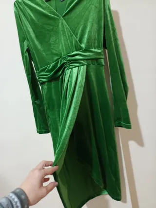 Vestido Terciopelo Verde Manga Larga
