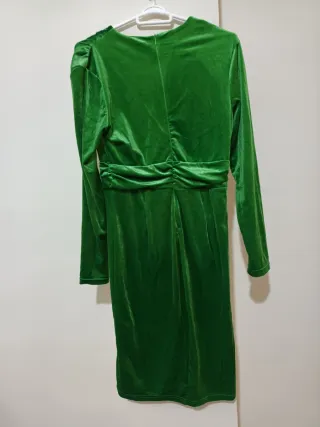 Vestido Terciopelo Verde Manga Larga
