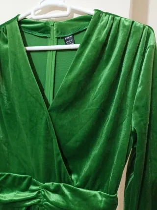 Vestido Terciopelo Verde Manga Larga