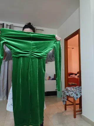 Vestido Terciopelo Verde Manga Larga