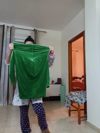Vestido Terciopelo Verde Manga Larga