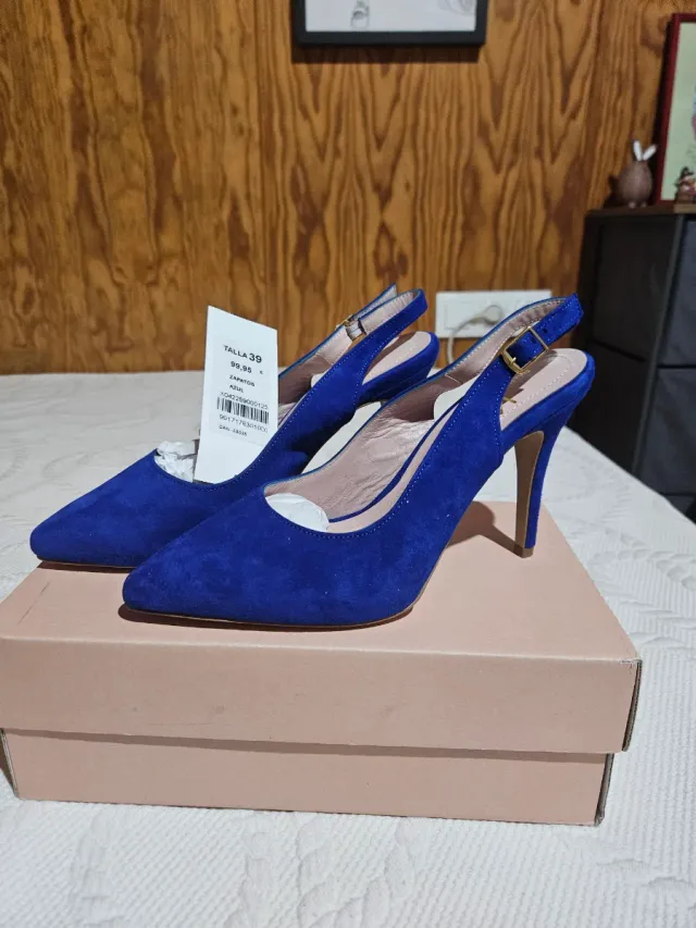 Zapatos de tacón azul talla 39