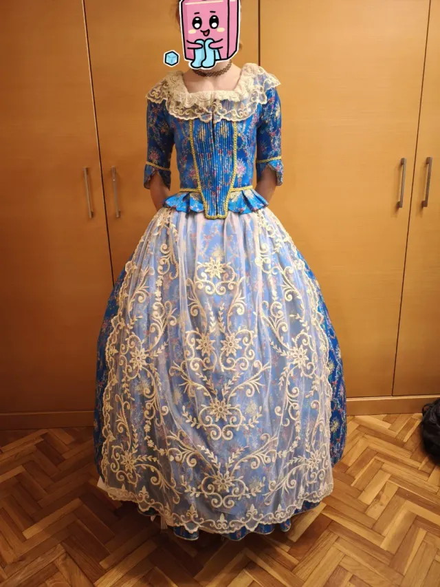 Traje de Fallera azul para niña delgada