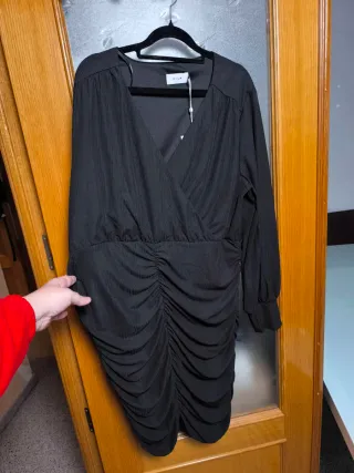 Vestido VILA negro fruncido elástico XXL