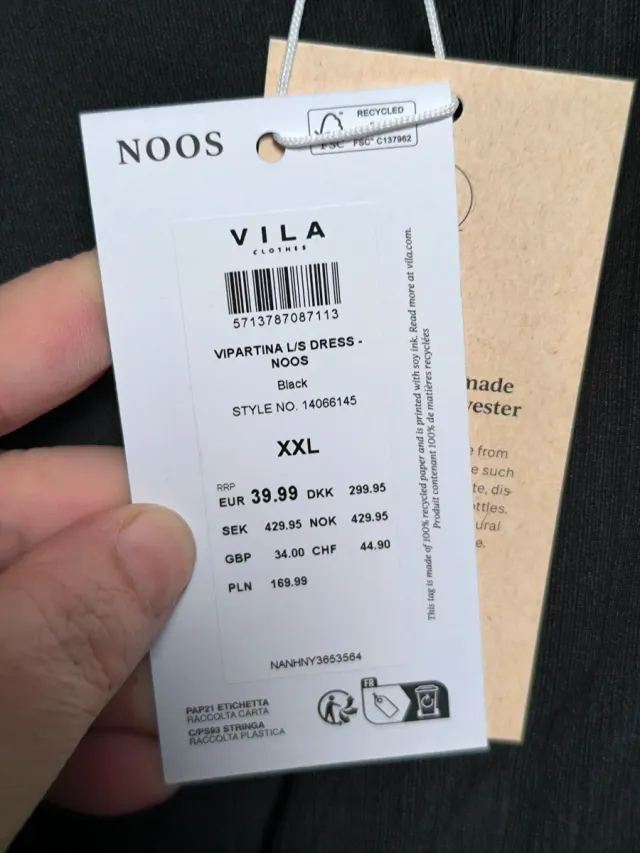 Vestido VILA negro fruncido elástico XXL