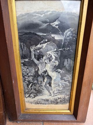 Retrato Alfonso XII hecho con hilo blanco y negro.