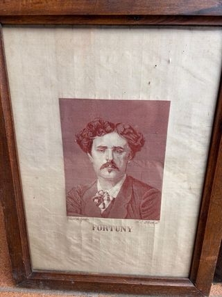 Retrato Alfonso XII hecho con hilo blanco y negro.