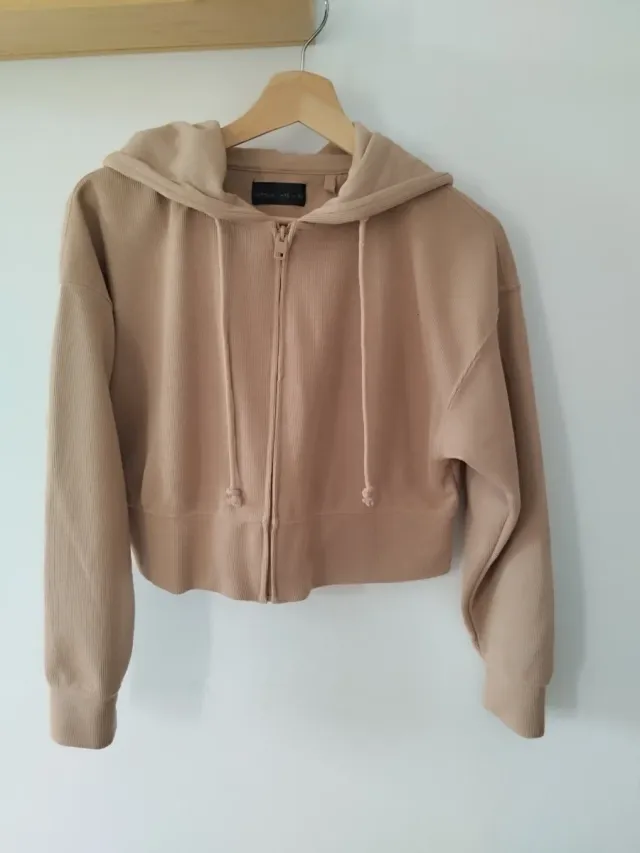 Chaqueta Sudadera Beige Cremallera