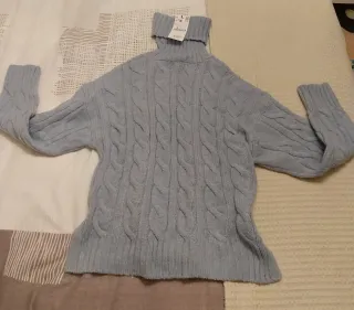 Jersey lana cuello alto azul talla XS nuevo