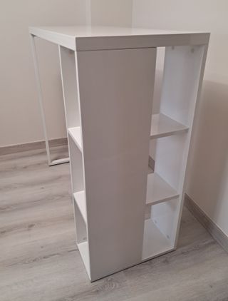 Mesa alta bar 3 estantes metal madera