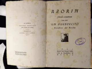 Libro Un Pueblecito de Azorín (1921)