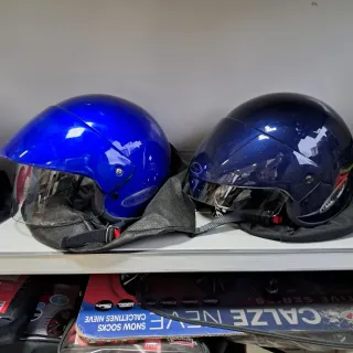 Casco Jet Blu Scuro e Blu Elettrico
