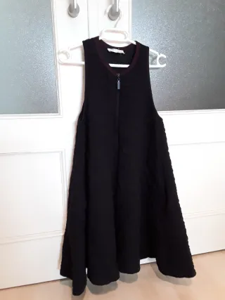 Vestido Zara Brocado Negro Voluminoso