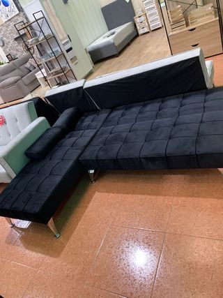 Sofá Cama Negro y Gris