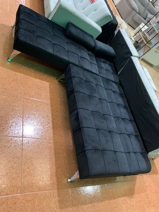 Sofá Cama Negro y Gris