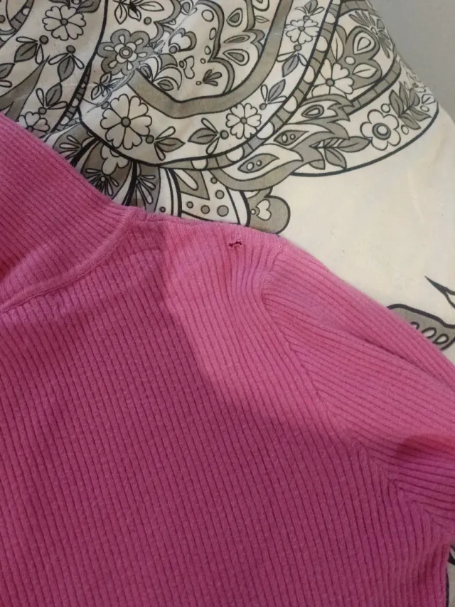 Vestido rosa cuello alto manga larga T. M/L