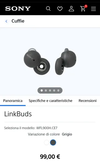 Cuffie Sony LinkBuds WF-L900/H Grigie