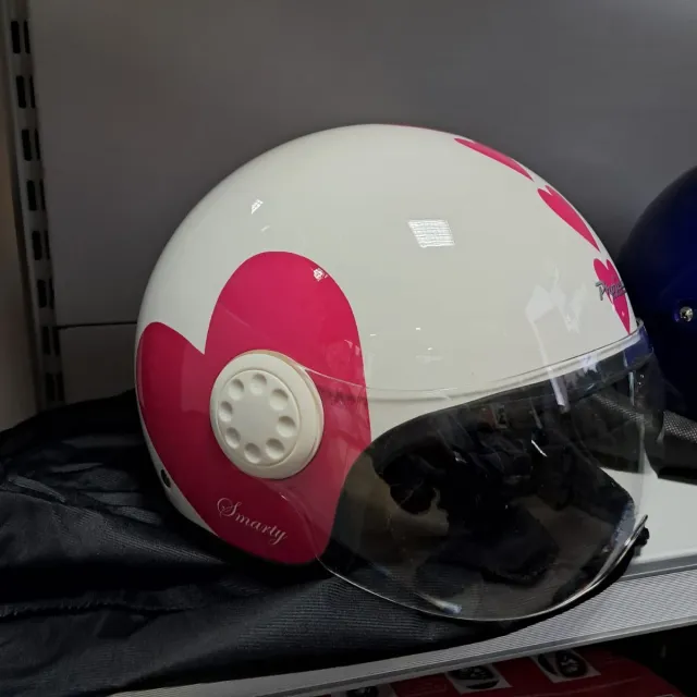 Casco jet bianco con cuori rosa TG m o l