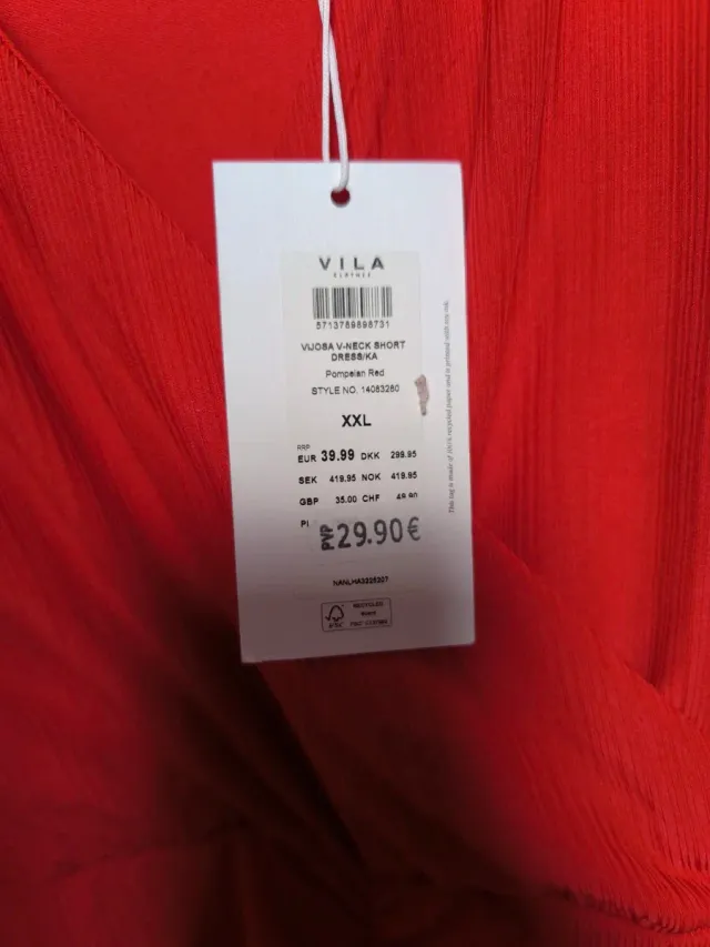 Vestido VILA rojo curvy fruncido elástico