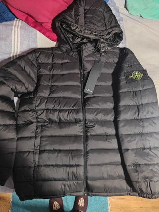 Chaqueta acolchada negra tipo Stone Island | Talla