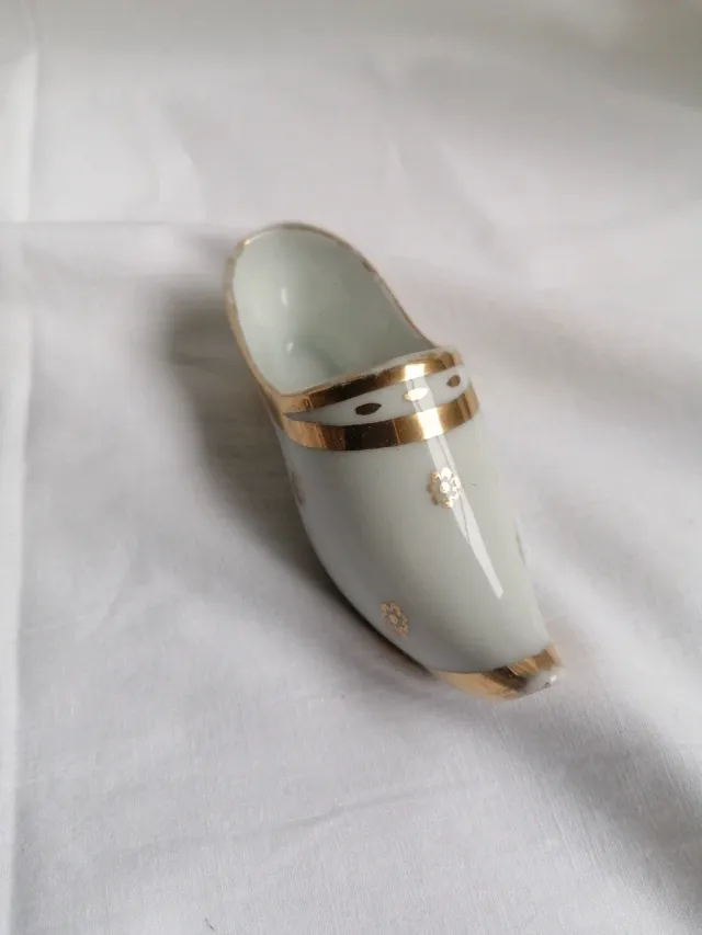 Zueco Limoges Cerámica Miniatura Dorado