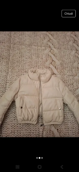 Giubbino in pelle imbottito beige