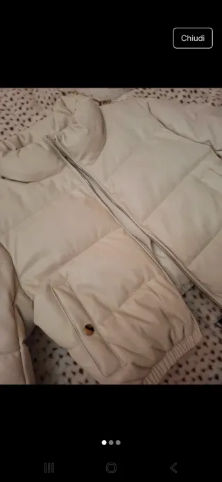 Giubbino in pelle imbottito beige