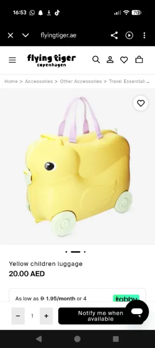 Maleta infantil amarilla con ruedas