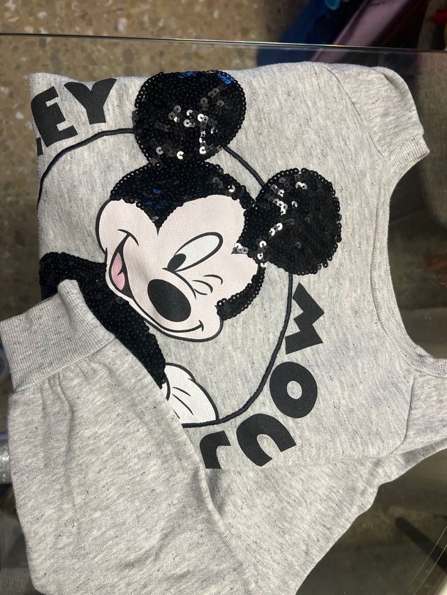 Sudadera Mickey Mouse Mujer Gris