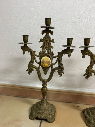 Conjunto 3 Candelabros Bronce Antiguos