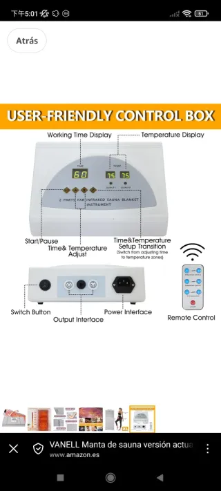 Manta Sauna Portátil Infrarrojos