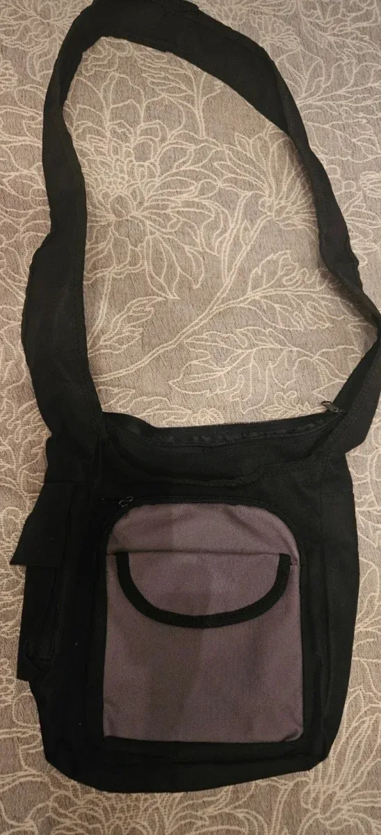 Borsa casual spaziosa nera e grigia