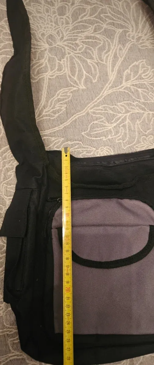 Borsa casual spaziosa nera e grigia