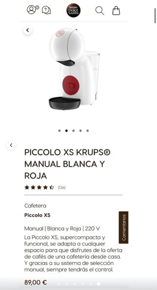 Cafetera Dolce Gusto Krups Nespresso