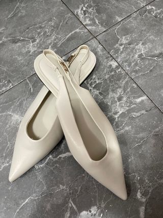 Zapatos Beige Punta Fina Slingback
