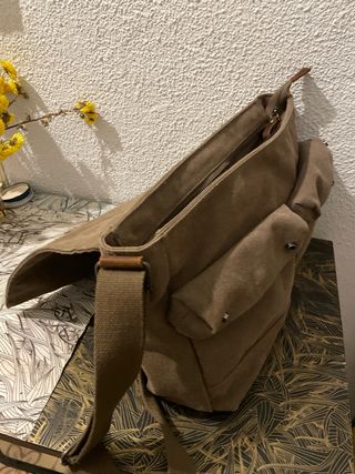 Mochila bandolera de algodón y cuero FEROUCH