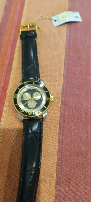 Reloj Vintage Hombre Negro/Dorado