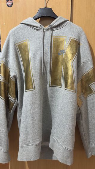 Sudadera Nike Logo Dorado Gris