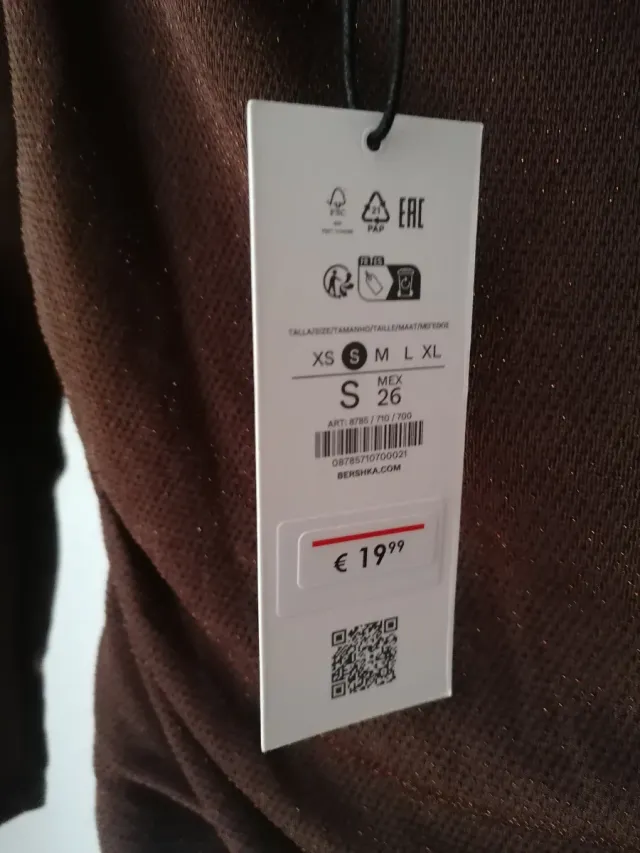 Top marrón manga larga drapeado Bershka talla S