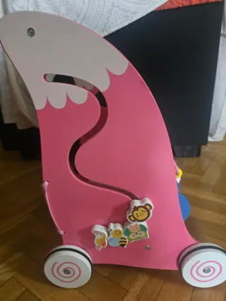 Andador correpasillos niña madera zorro rosa