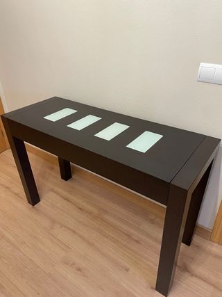 Tavolo consolle in legno e vetro