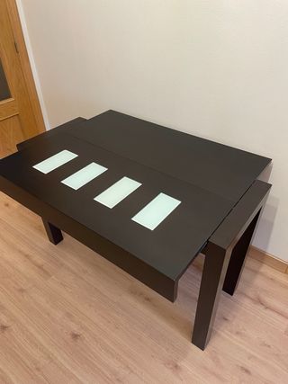 Tavolo consolle in legno e vetro