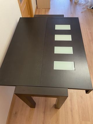 Tavolo consolle in legno e vetro