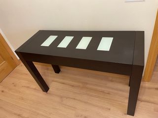 Tavolo consolle in legno e vetro