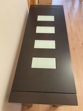 Tavolo consolle in legno e vetro